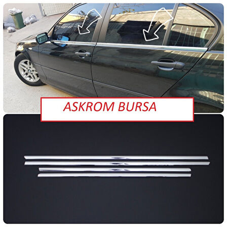 BMW E90 3 Serisi Uyumlu Cam Çıtası 4 Parça 2005-2011 Paslanmaz Krom