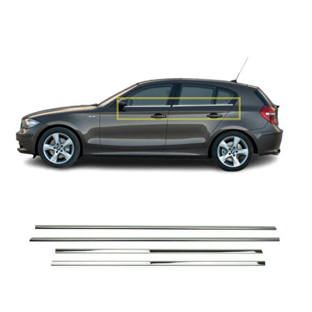 Bmw 1 Serisi E87 Uyumlu Cam Çıtası 4 Parça 2004-2011 Paslanmaz Krom