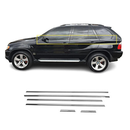 Bmw X5 Uyumlu Cam Çıtası 6 Parça 1999-2013 Paslanmaz Krom