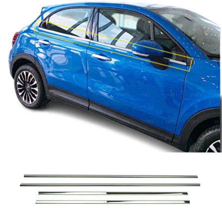 FİAT 500X UYUMLU CAM ÇITASI 4 PARÇA 2014 ÜZERİ PASLANMAZ KROM