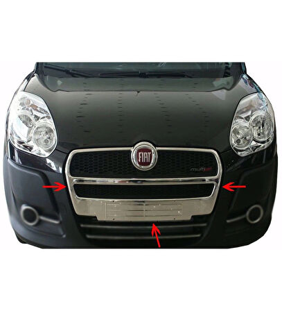 FİAT DOBLO UYUMLU ÖN PANJUR BÜTÜN 2010-2014 PASLANMAZ KROM