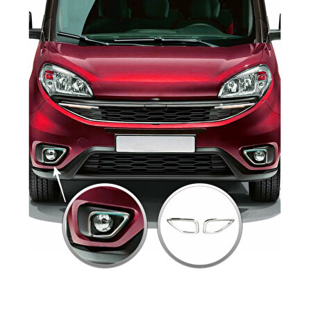 FİAT DOBLO UYUMLU SİS FARI ÇERÇEVESİ 2 PARÇA 2014 ÜZERİ PASLANMAZ KROM