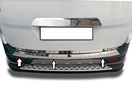 FORD TOURNEO COURİER UYUMLU ARKA TAMPON EŞİĞİ 1 PARÇA 2014-2017 PASLANMAZ KROM