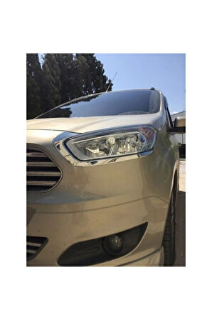 FORD TOURNEO COURİER UYUMLU FAR KAŞI 2 PARÇA 2014-2017 PASLANMAZ KROM