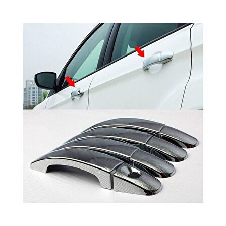 FORD MONDEO 3 UYUMLU KAPI KOLU 4 PARÇA 2000-2007 PASLANMAZ KROM