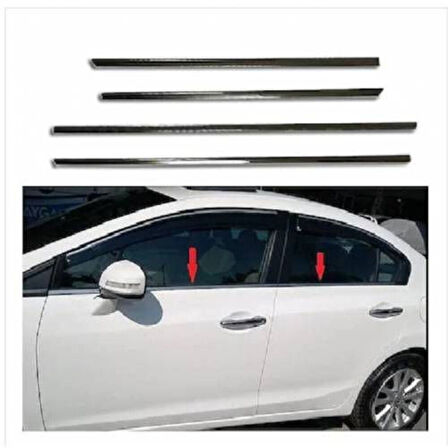 HONDA CİVİC UYUMLU CAM ÇITASI 4 PARÇA 2012-2016 PASLANMAZ KROM