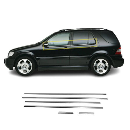MERCEDES MI W163 UYUMLU CAM ÇITASI 6 PARÇA 1998-2005 PASLANMAZ KROM