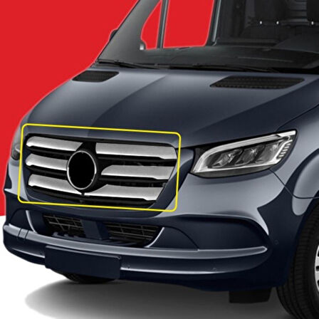 MERCEDES SPRİNTER W907 UYUMLU ÖN PANJUR 6 PARÇA GENİŞ MODEL 2018 VE ÜZERİ PASLANMAZ KROM