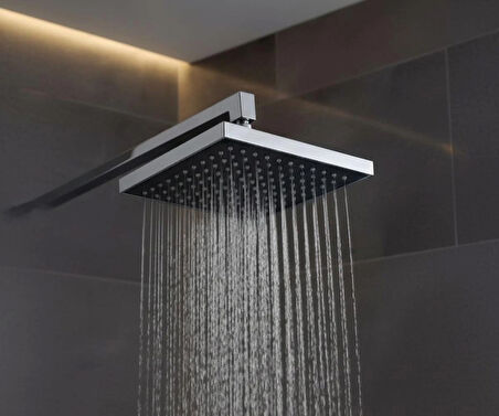 Modern Kare Duş Başlığı Seti | Ayarlanabilir Tepe Duş & El Duş + Hortum Tutacak