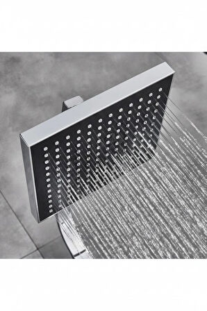 Modern Kare Duş Başlığı Seti | Ayarlanabilir Tepe Duş & El Duş + Hortum Tutacak