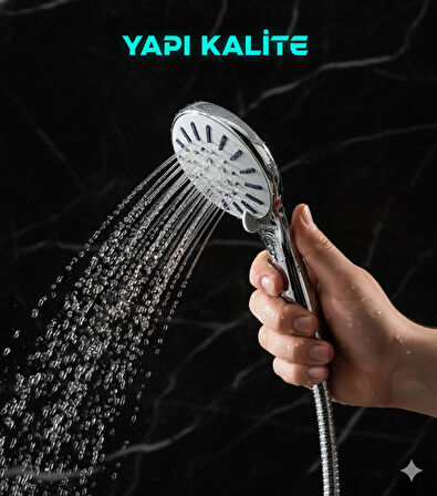Büyük Boy Zümrüt 5 fonksiyonlu Kaliteli Duş Başlığı 