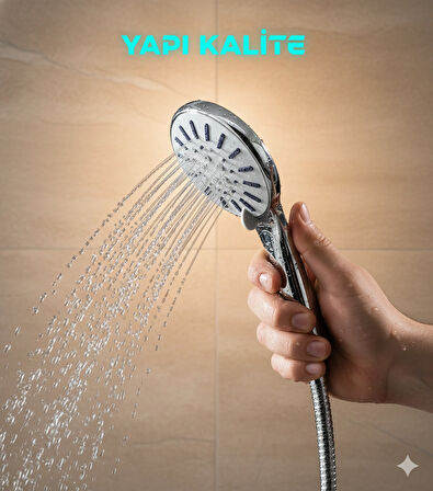 Büyük Boy Zümrüt 5 fonksiyonlu Kaliteli Duş Başlığı 