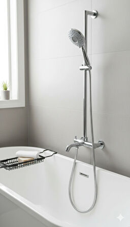 Defne Renk Detayları ve Krom Rengi Gövdesi ve Şık Tasarımı ile Kaliteli 3 Fonksiyonlu El Duşu