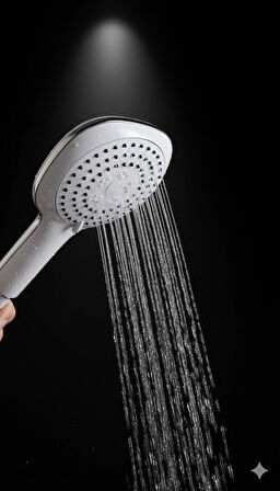 Duş Başlığı Fiskiyesi Telefonu Yuvarlak - Beyaz Başlık - Birden Fazla Fonksiyon Modu