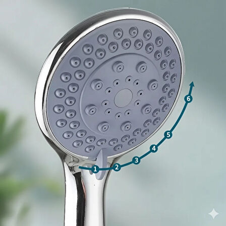 Duş başlığı | 5 farklı jet | yüksek basınç | su tasarrufu | kurulumu kolay | Sıla renk detayları