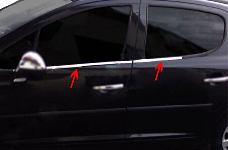 PEUGEOT 207 HB UYUMLU CAM ÇITASI 4 PARÇA 2006-2012 PASLANMAZ KROM