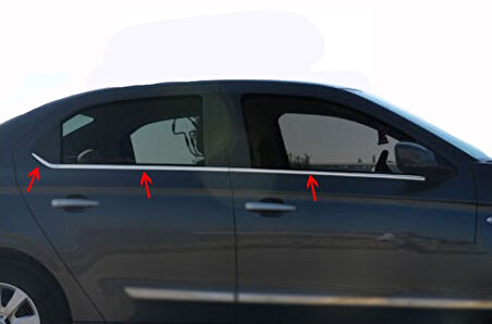 PEUGEOT 301 SEDAN UYUMLU CAM ÇITASI 6 PARÇA 2012 ve ÜZERİ PASLANMAZ KROM