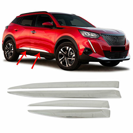 PEUGEOT 2008 UYUMLU YAN KAPI ÇITASI 4 PARÇA 2019 ve ÜZERİ PASLANMAZ KROM