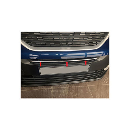 PEUGEOT RİFTER UYUMLU ÖN PANJUR ÇITASI PLAKA ÜSTÜ 2019 ve ÜZERİ PASLANMAZ KROM