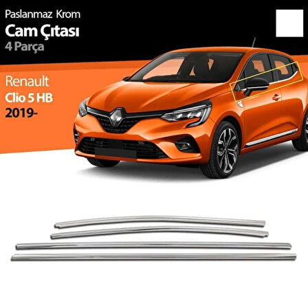 RENAULT CLİO 5 HB UYUMLU CAM ÇITASI 4 PARÇA 2019 VE ÜZERİ PASLANMAZ KROM
