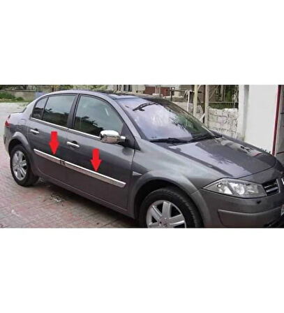 RENAULT MEGANE 2 SEDAN/HB UYUMLU YAN KAPI ÇITASI 4 PARÇA 2004-2010 PASLANMAZ KROM