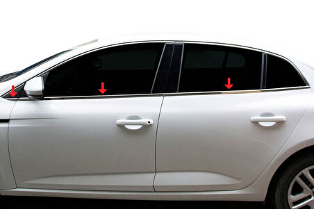 RENAULT MEGANE 4 SEDAN UYUMLU CAM ÇITASI 6 PARÇA 2016-2020 PASLANMAZ KROM