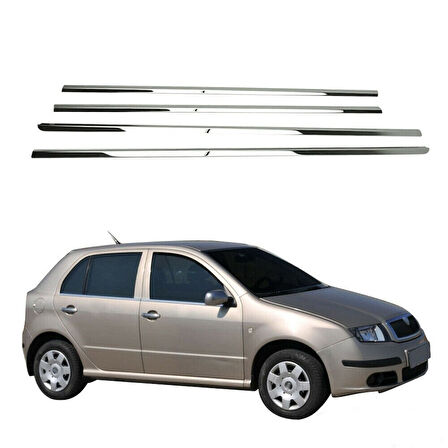 SKODA FABİA HB UYUMLU CAM ÇITASI 4 PARÇA 2000-2007 PASLANMAZ KROM