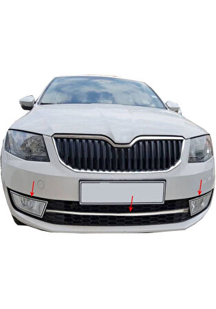 SKODA OCTAVİA A7 UYUMLU SİS FARI VE ÖN TAMPON ÇITASI 3 PARÇA 2013-2017 PASLANMAZ KROM