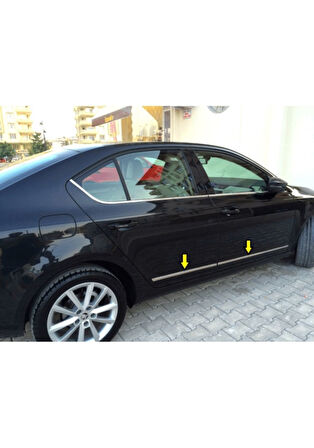 SKODA OCTAVİA A7 UYUMLU YAN KAPI ÇITASI 4 PARÇA 2013 ÜZERİ PASLANMAZ KROM