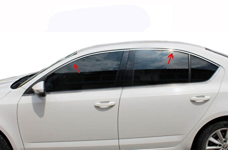 SKODA OCTAVİA A7 UYUMLU CAM ÜST ÇERÇEVE 4 PARÇA 2013 ÜZERİ PASLANMAZ KROM