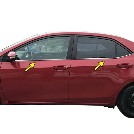 TOYOTA COROLLA SEDAN UYUMLU CAM ÇITASI 4 PARÇA 2013-2019 PASLANMAZ KROM