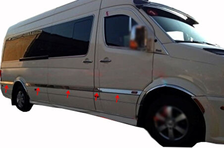 VW VOLKSWAGEN CRAFTER UYUMLU YAN KAPI ÇITASI 10 PARÇA KISA ŞASİ 2006 ÜZERİ PASLANMAZ KROM