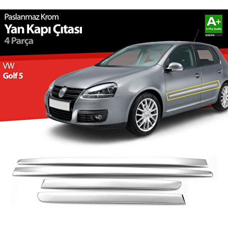 VW VOLKSWAGEN GOLF 5 HB UYUMLU YAN KAPI ÇITASI 4 PARÇA  2005-2009 PASLANMAZ KROM