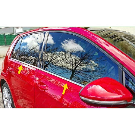 VW VOLKSWAGEN GOLF 7 HB UYUMLU CAM ÇITASI 4 PARÇA  2013 VE SONRASI PASLANMAZ KROM