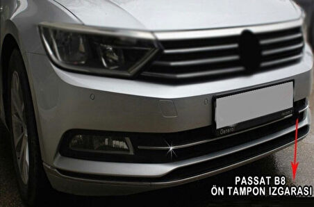 VW VOLKSWAGEN PASSAT B8 UYUMLU SEDAN ÖN TAMPON ÇITA 3 PARÇA 2015-2019 PASLANMAZ KROM