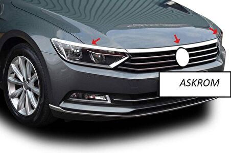 VW VOLKSWAGEN PASSAT B8.5 UYUMLU SEDAN FAR ÜSTÜ ÇITA 3 PARÇA 2019 VE SONRASI PASLANMAZ KROM