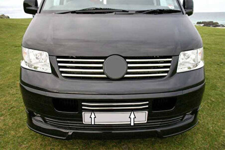 VW VOLKSWAGEN TRANSPORTER T5 UYUMLU ÖN TAMPON ÇITASI 2 PARÇA 2003-2010 PASLANMAZ KROM