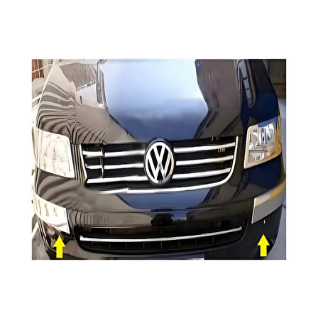 VW VOLKSWAGEN TRANSPORTER T5 UYUMLU ÖN TAMPON KAŞI 2 PARÇA 2003-2010 PASLANMAZ KROM
