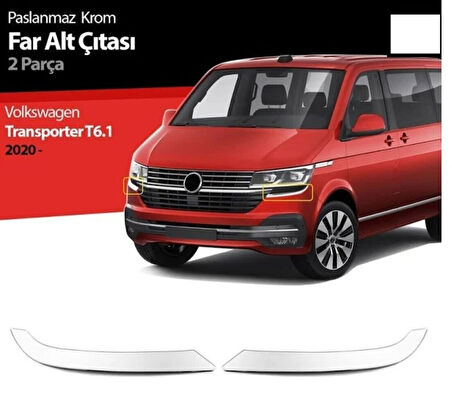 VW VOLKSWAGEN TRANSPORTER T6.1 UYUMLU FAR ALT ÇITA 2 PARÇA 2020 VE SONRASI PASLANMAZ KROM
