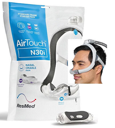 ResMed AirFit AİRTOUCH  N30i Silikon CPAP Burun Maskesi - M Boy YENİ MODEL SW+ M BEDEN PAKETTE