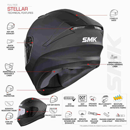 SMK Stellar Faro Kapalı Kask-L