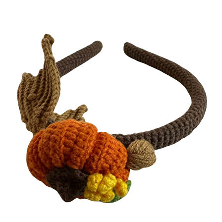 Uretti - İREM 3914 2560 El Yapımı Balkabak - Halloween Tasarımlı Kız Çocuk Saç Aksesuarı / Taç