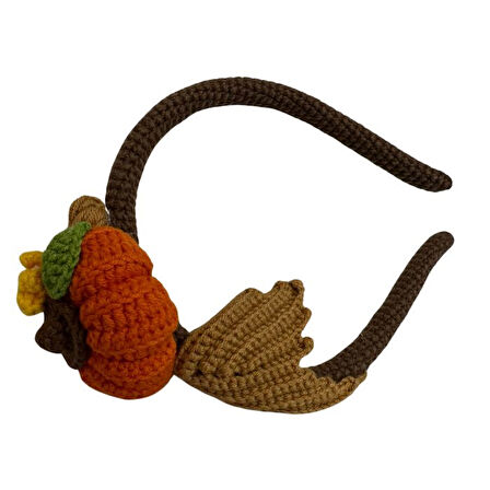 Uretti - İREM 3914 2560 El Yapımı Balkabak - Halloween Tasarımlı Kız Çocuk Saç Aksesuarı / Taç