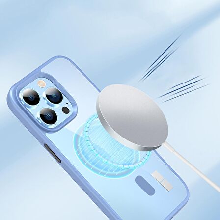 Smcase iPhone 14 Pro Max Kılıf Manyetik Wiriless Destekli Krom Silikon