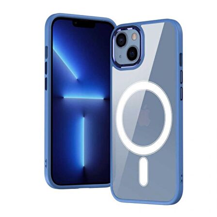 Smcase iPhone 14 Pro Max Kılıf Manyetik Wiriless Destekli Krom Silikon