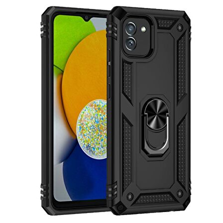 Smcase Samsung Galaxy A03 Kılıf Vega Yüzüklü Tank Kapak