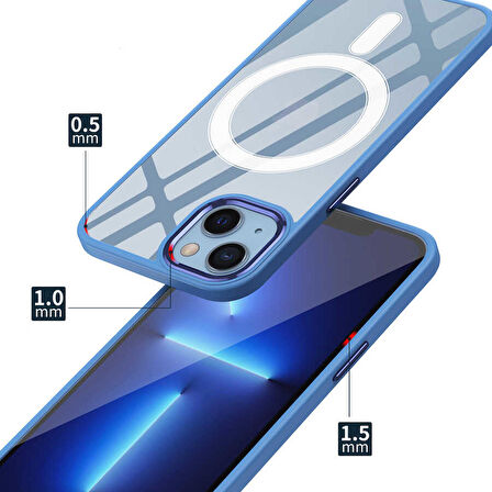 Smcase iPhone 14 Plus Kılıf Manyetik Wiriless Destekli Krom Silikon