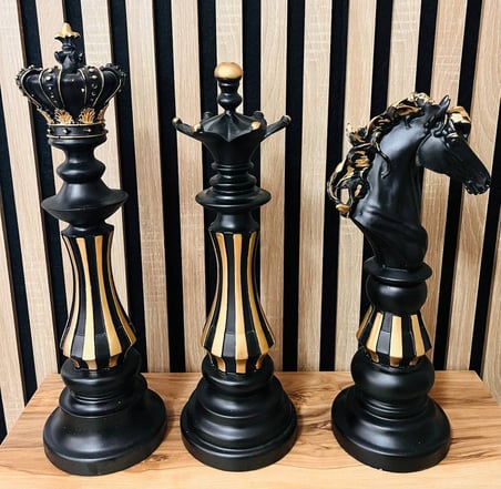 MYK Hediye ve Sanat 3'lü Satranç Biblosu Siyah 40 cm Polyester Kadife Tabanlı