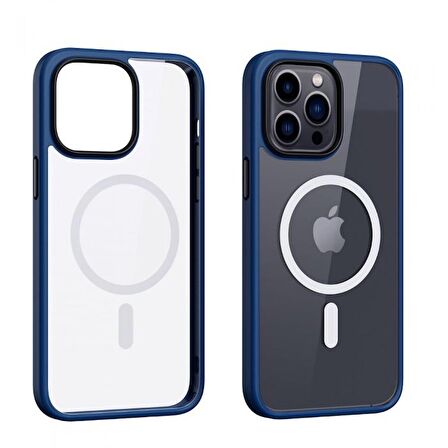 Smcase iPhone 14 Pro Max Kılıf Manyetik Wiriless Destekli Krom Silikon  Wiriless Şarj Aleti