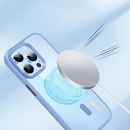 Smcase iPhone 14 Pro Max Kılıf Manyetik Wiriless Destekli Krom Silikon  Wiriless Şarj Aleti